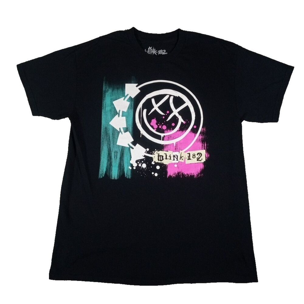 Blink 182 T-Shirt Mens Sz Large Black Classic Logo Concert Tour Punk Rock Band
